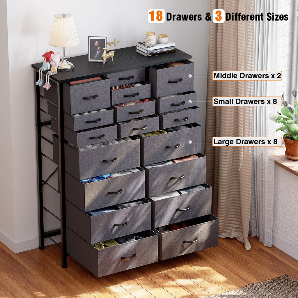 Rustic Brown 18 Drawer Fabric Dresser B88424