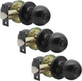 5 Pack Stainless Steel Passage Door Lock Black Interior Door Knobs M257