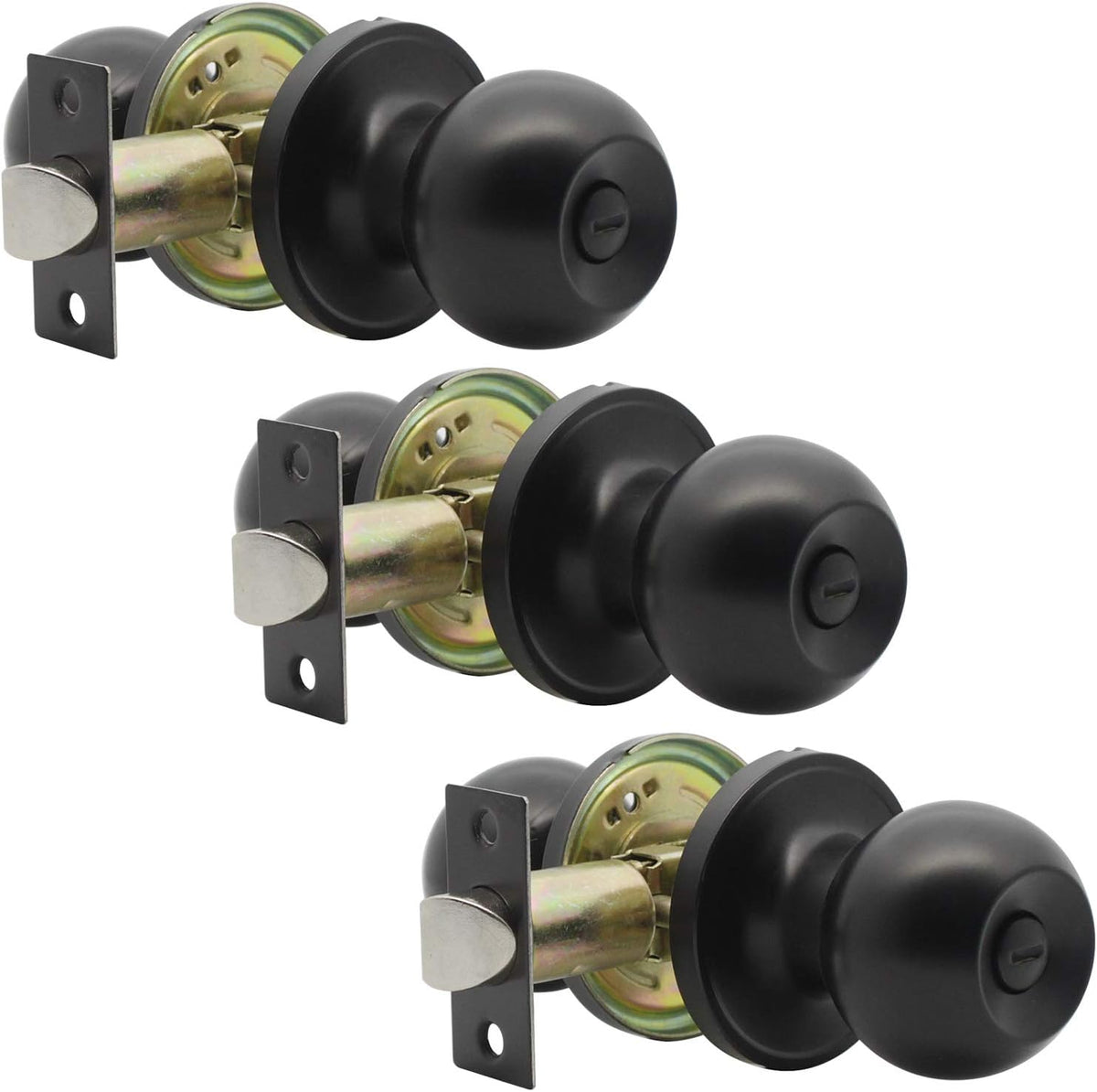 5 Pack Stainless Steel Passage Door Lock Black Interior Door Knobs M257