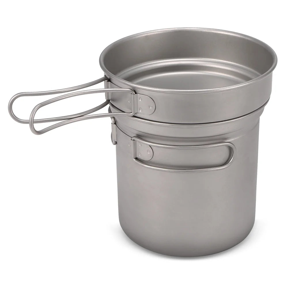 Titanium Cookware Set 1000ml 750ml Pot Pan Spoon Set K148