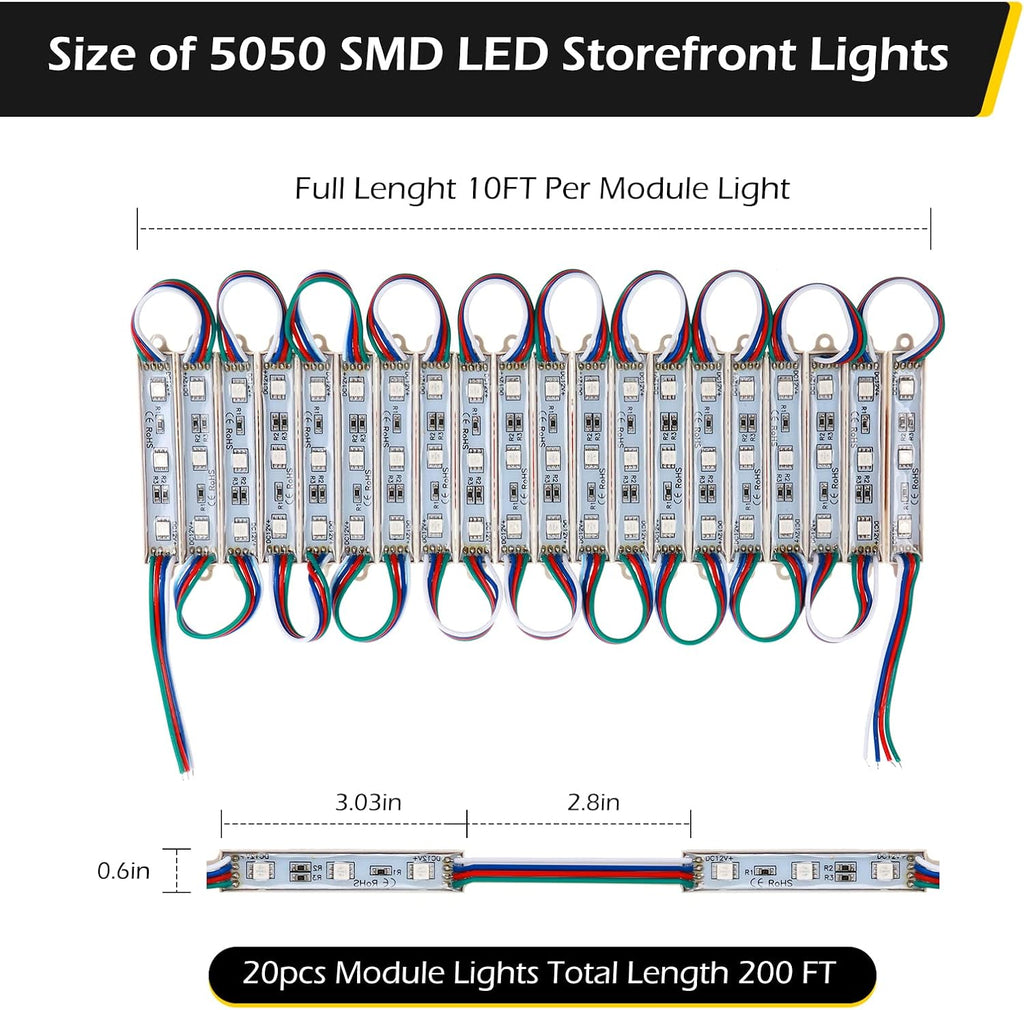 LED Storefront Lights 400pcs RGB with Remote Controller Waterproof Strip Lights T33657