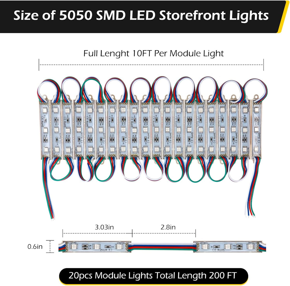 LED Storefront Lights 400pcs RGB with Remote Controller Waterproof Strip Lights T33657